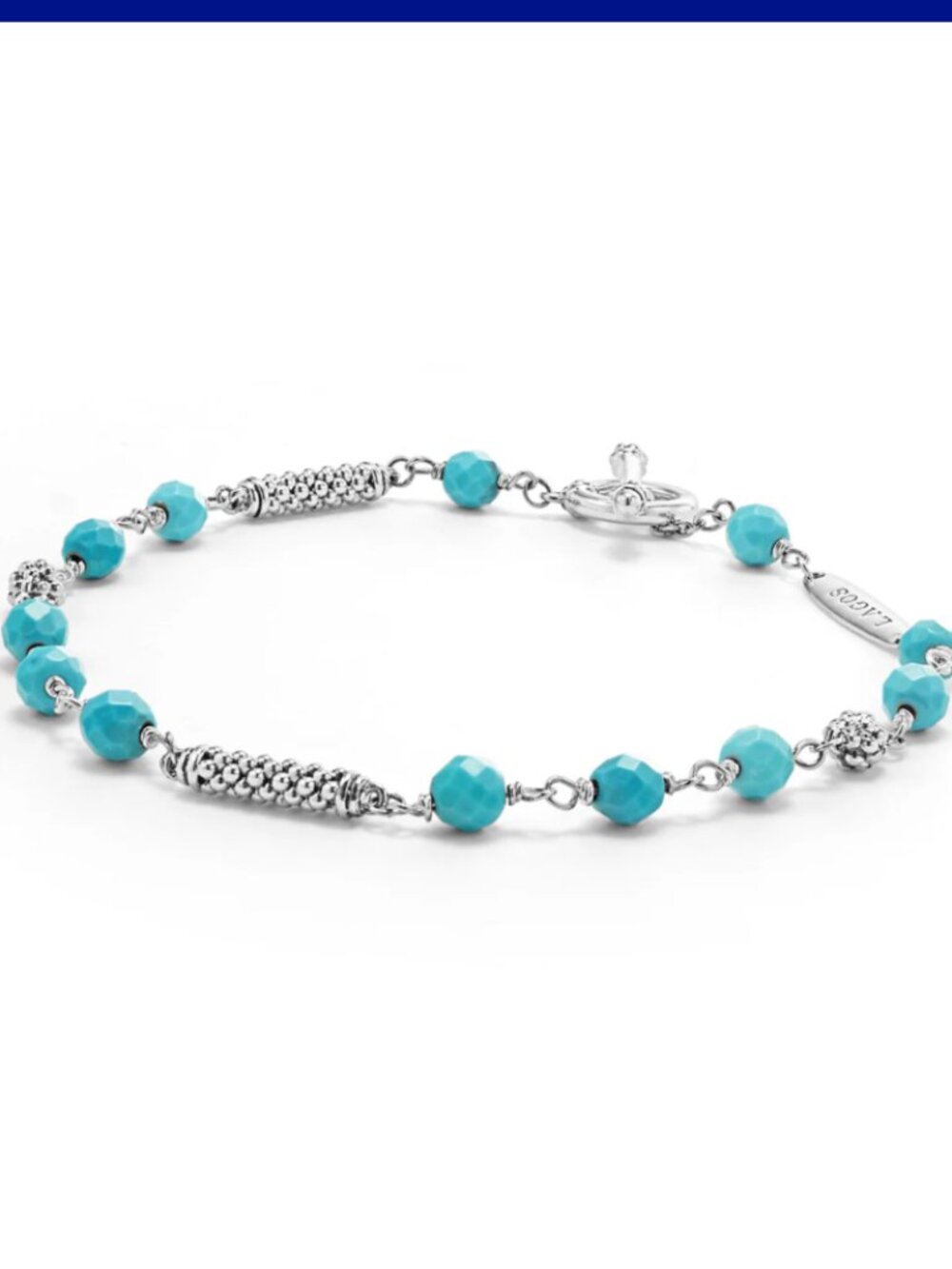 Caviar Icon Turquoise Beaded Bracelet from Lagos Size S(6) - Picture 2 of 8